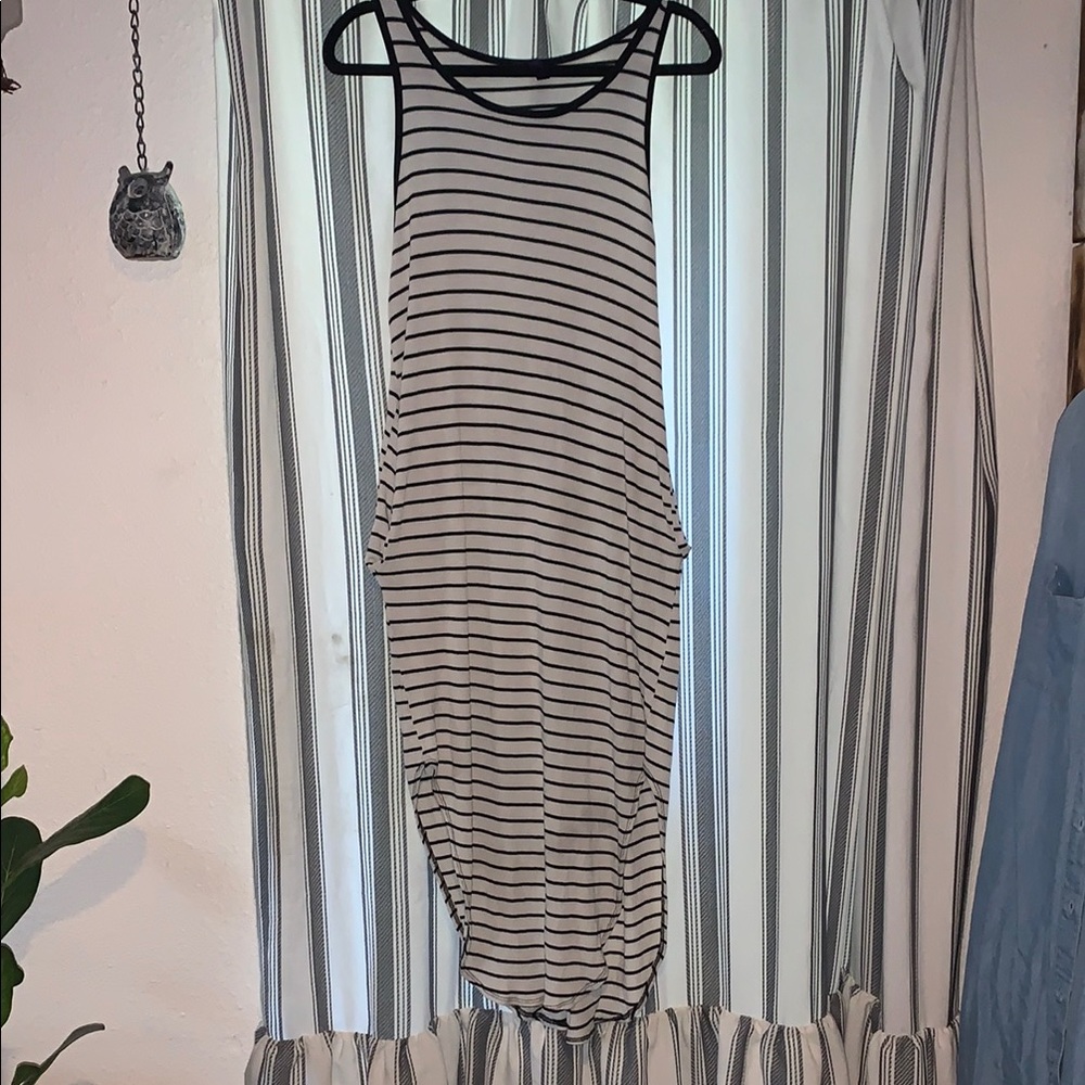 Striped Black and White Sleeveless Dress